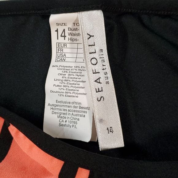 Seafolly Trackside Mesh Detail Bikini Bottoms Size 14 USA 10 - Picture 4 of 6